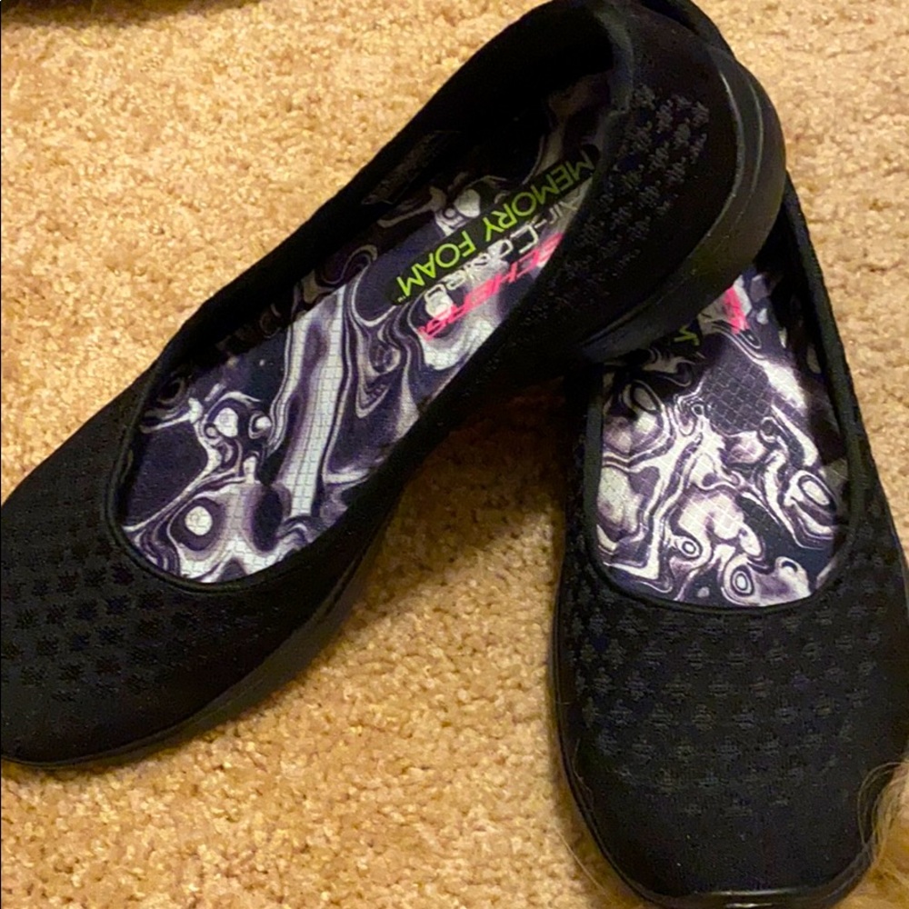 Black Sketchers Memory Foam Flats